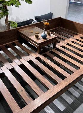 美新式老榆木罗汉床实木小中TJZ户型客厅沙发打坐榻实木长条椅人