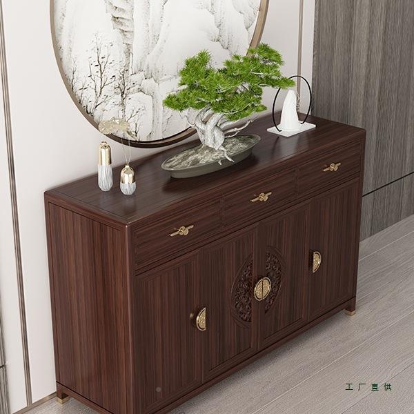 FIU新中式关实木餐边柜玄约柜现代简家用储物茶柜收水纳柜乌金木