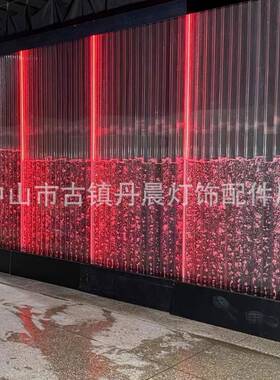幕墙水幕屏风亚餐厅流水瀑布水墙克力屏风件流OVZ水生财摆发光屏
