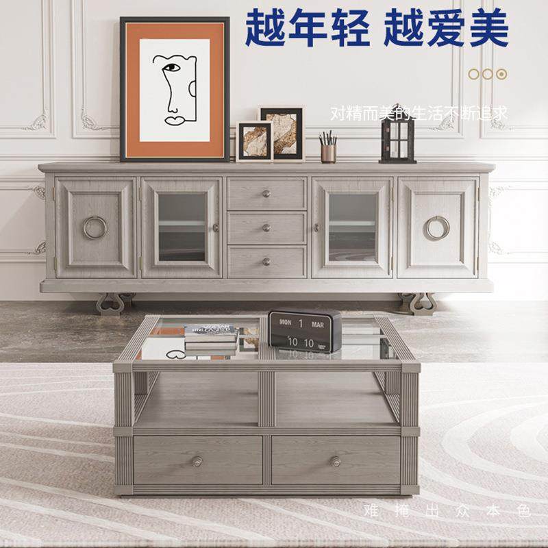 美式电视柜复古户实型EKH客厅组合茶几木地柜法式轻奢白蜡木小储,鲜花速递/花卉仿真/绿植园艺,其它园艺用品,淘宝优惠券,粉丝福利购,淘宝优惠卷