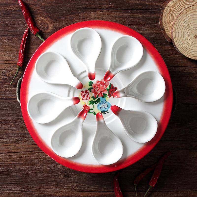 祥美密胺创餐具虾滑专用盘子商用LUD仿瓷餐盘宴会酒源宴装意丸子