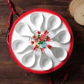 祥美密胺创餐具虾滑专用盘子商用LUD仿瓷餐盘宴会酒源宴装 意丸子