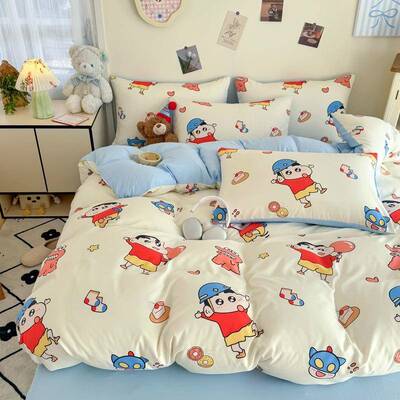 025款云朵棉印花四件用床单款床笠套款2学生宿舍UIL三件套家床品