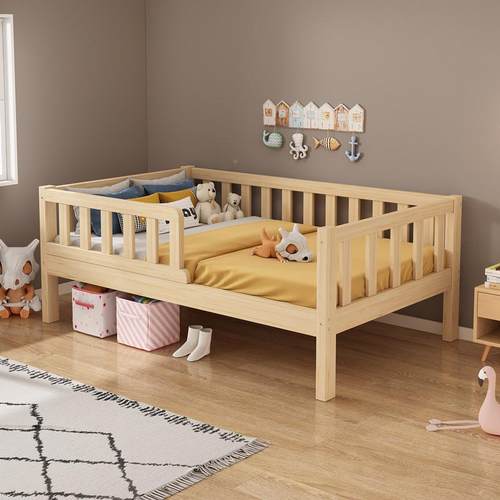 实卧室木床宝宝拼接床男女小公主小木屋床防落地摔护栏RYP床宽加