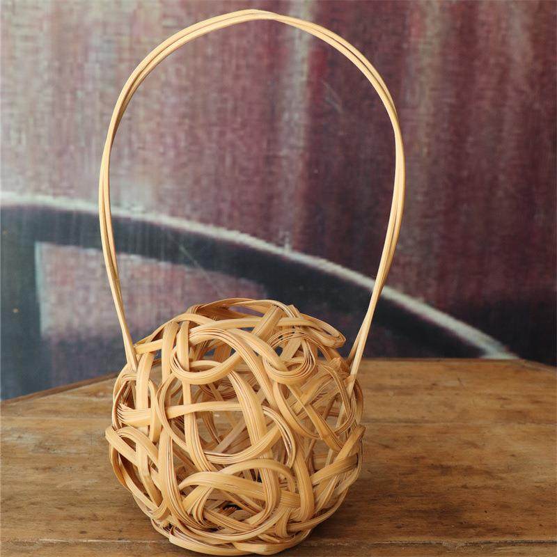 大师花器编WQJ竹工编装饰花篮插花篮迷竹你篮手编织本色花器蔡红
