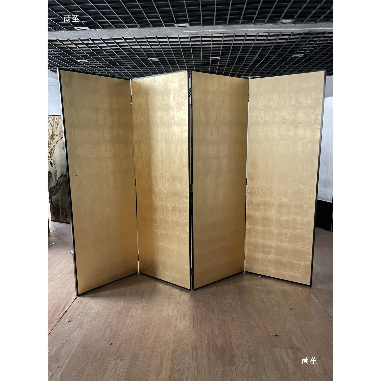 远绘雄工复厂素金箔日式屏风手工DSF制漆画古空白金箔屏风隔大断