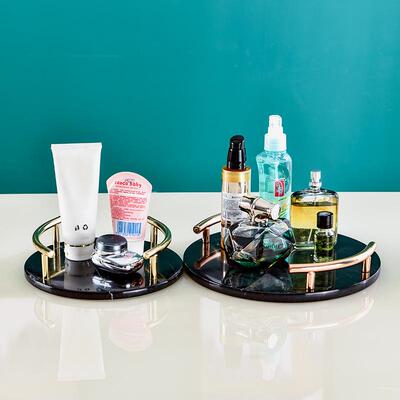 然大理店SXH石形电镀金属把手收天纳托盘家居样板间圆酒软装摆件