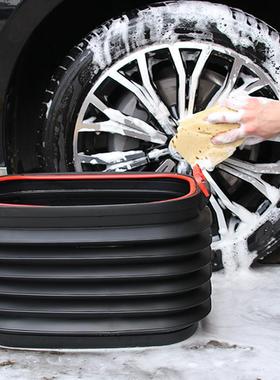 #带汽车用品缩邦宁伸折叠后能备ASN箱收纳箱多功杂物桶黑色盖60L