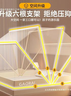 新款蚊帐家LLX儿用可叠罩卧折室免安装童蒙古包全式防蚊罩