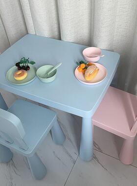 儿童桌椅套装幼儿园宝宝学CXF具桌习家用写字塑料玩桌加桌厚书桌