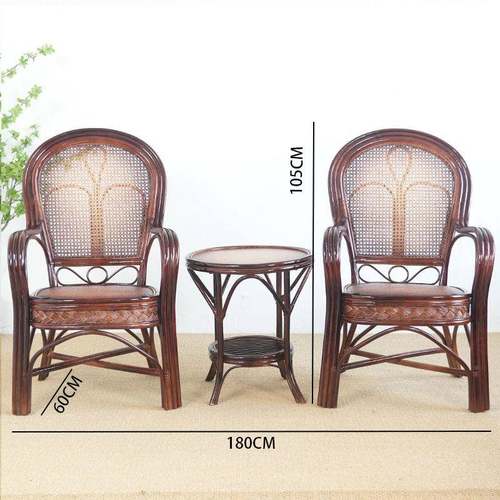 EXZ藤椅三件套椅休闲阳台桌老人客茶椅腾椅发子真藤沙室内组合家