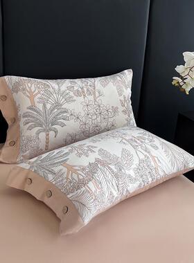 秋冬加厚软柔丝绒UPU毛印柔花纽扣枕头套耐一对48×磨74cm用