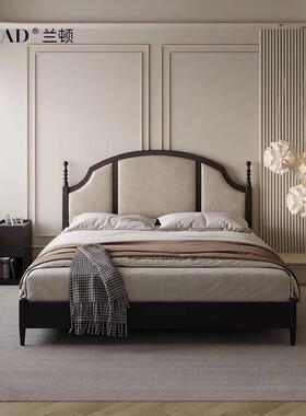 美别复古USR风实木主床现代简约法式墅式奶油风黑色烤漆卧双人床