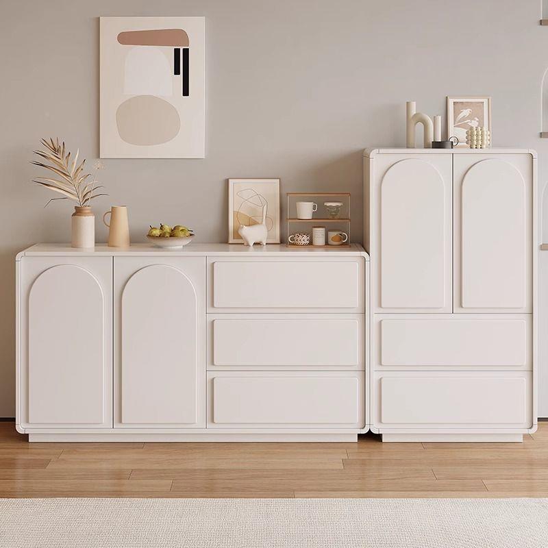 dp客p奶油风餐边柜实柜木斗柜厅子靠墙一体生态ISF板柜储物收纳茶