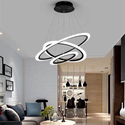 北欧后现代简约客厅吊灯复式楼梯创意圆圈吊灯餐厅艺术灯具