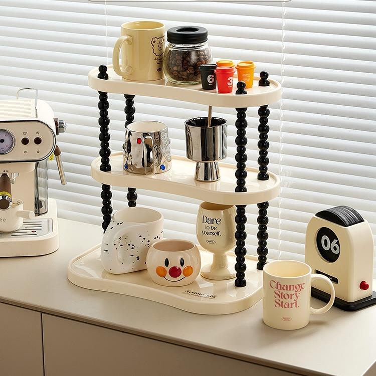 杯架置物架双层茶杯架茶具收纳架杯子沥水托盘家用桌面放水杯架子