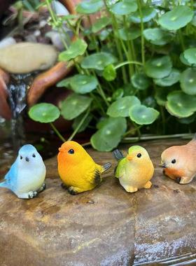 微景观仿真小鸟摆件阳台花盆假山装饰麻雀摆件小鸟造景园艺装饰品