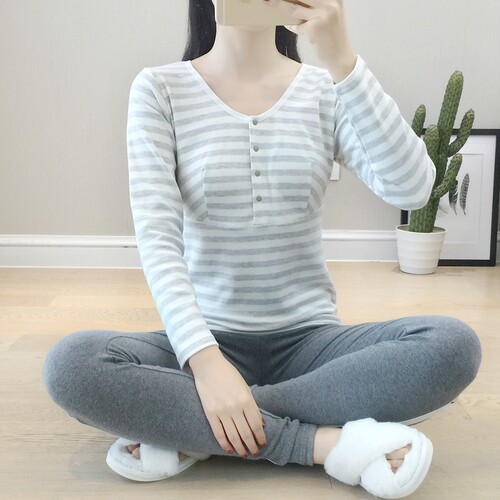 哺乳秋衣上衣纯棉 孕妇产后月子家居服单件哺乳衣产妇喂奶睡衣