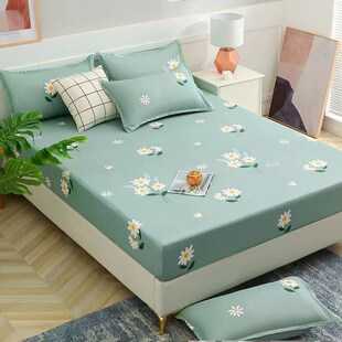 床笠135x190全棉床笠单件床罩夹棉席梦思床垫保护套防滑全包