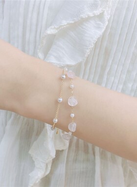 2023年新款气质水晶手链女小众设计感糖果色珍珠手饰少女甜美手镯