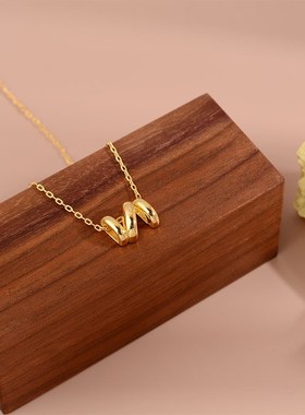 韩版复古高级感三圆环项链女小众锁骨链简约法式大方个性网红饰品