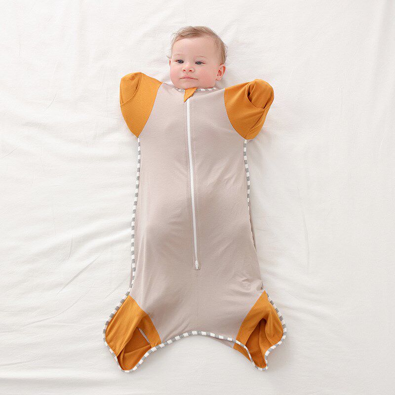 新生婴儿投降式襁褓睡袋两用防惊跳分腿春夏季开袖包袖母婴竹纤维