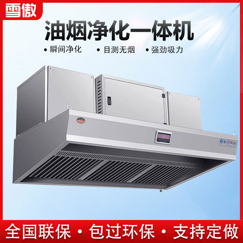 油烟净化一体机商用饭店厨房烟罩餐饮无烟低空排放净化器油烟机