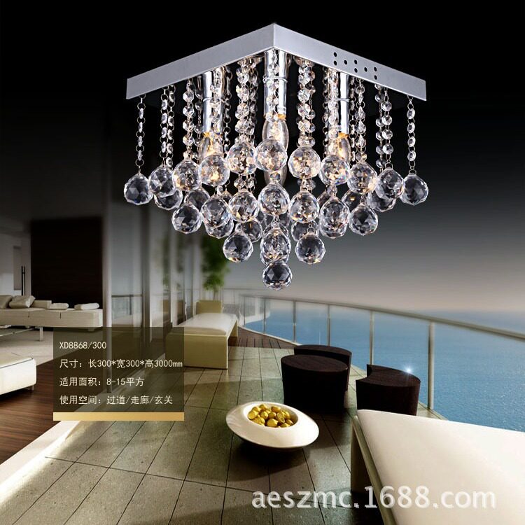 LED水晶吸顶灯客厅灯饰水晶卧室过道走廊玄关灯酒店玄关批发灯具