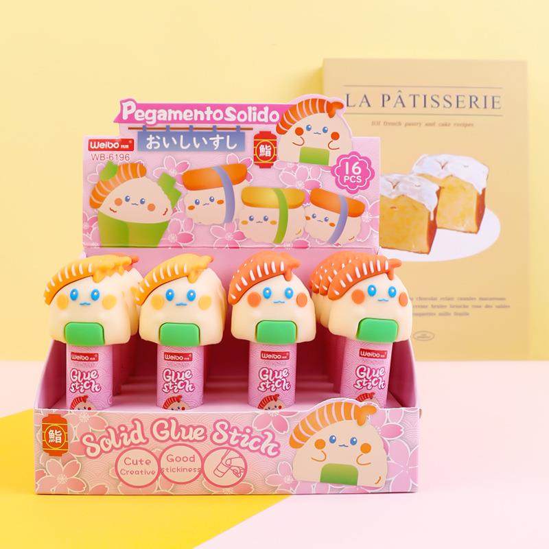 炜搏文具可爱三文鱼寿司固体胶学生卡通造型多色速干胶水小巧便携