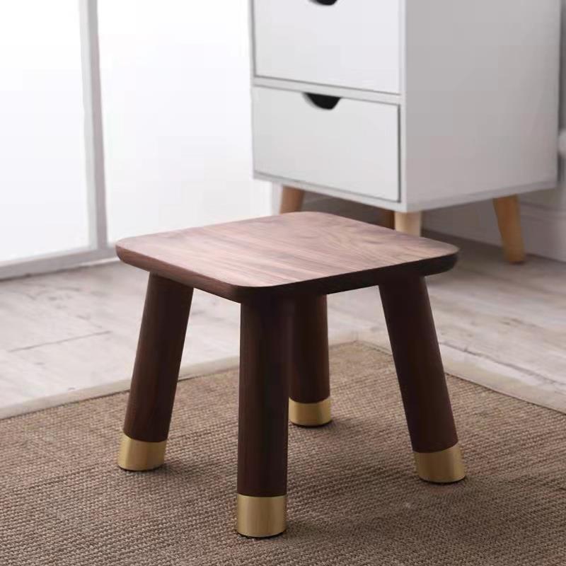 粗腿实木黑胡桃小板凳家用儿童换鞋凳新中式矮凳黄铜配饰小木凳子