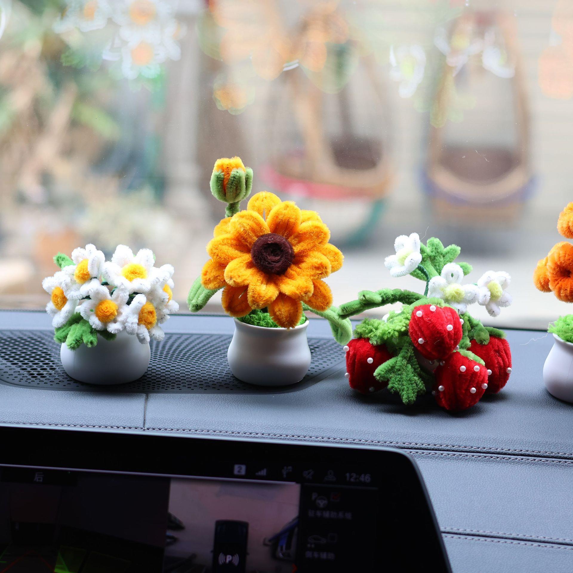 成品扭扭棒向日葵盆栽毕业季送朋友送老师桌摆装饰车载扭扭棒花束