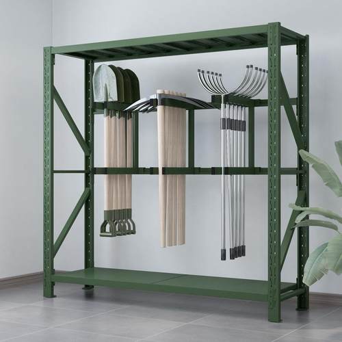 重型铁锹铁锨农用工具摆放架防暴盾牌架子军绿色仓储物资存放货架