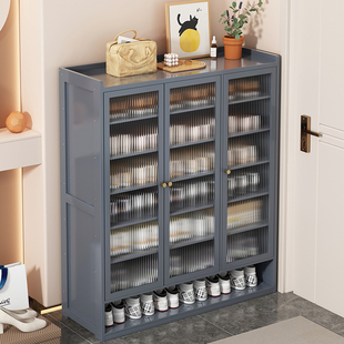 门口大容量鞋柜收纳置物鞋架子2023新款爆款防尘多层储物家用实木