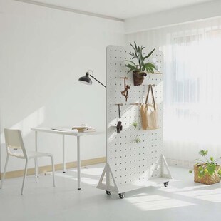 扇形木屏风客厅玄关装饰隔断洞洞板可折叠木制立式半圆展示落地架