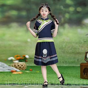 高档儿童壮族三月装少数民族男女童彝三族哈服尼族族竹竿舞演黎出
