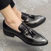 尖休头男鞋 懒人套脚闲鞋 韩版 高档2025夏新款 英伦店夜发型师小季 皮