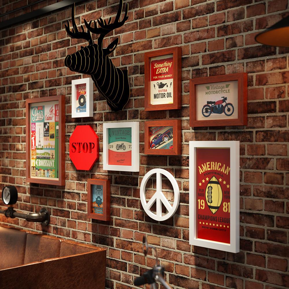 高分子_0071照片墙相片墙麋鹿复古组合相框鹿头换相片装饰画