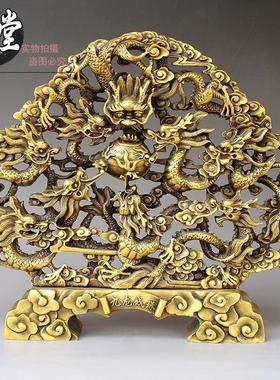 纯铜九龙摆件 铜九龙戏珠 九龙壁 铜盘龙 商务礼品 摆件