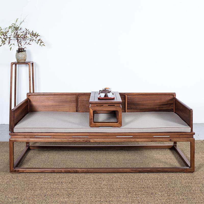 新中式罗汉床塌黑胡桃沙发组合家具实木现代简约小户型客厅禅意