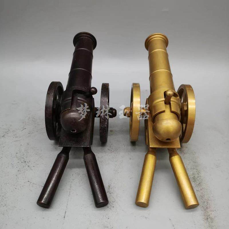纯黄铜大炮铜炮模型手工仿炮迷你小铜炮古代大炮车内摆件