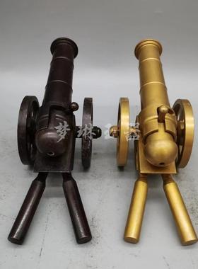 纯黄铜大炮铜炮模型手工仿炮迷你小铜炮古代大炮车内摆件