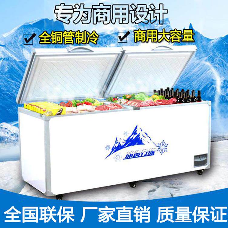 商用大容量大型急冻柜冰柜858L卧式冰箱电冷柜冷藏冷冻保鲜两用柜