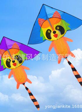 永健潍坊新品浣熊风筝三角风筝风筝好飞易放摆摊卡通风筝