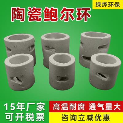 陶瓷鲍尔环填料25/38/50冷却反应脱硫喷淋塔填料耐高腐陶瓷鲍尔环
