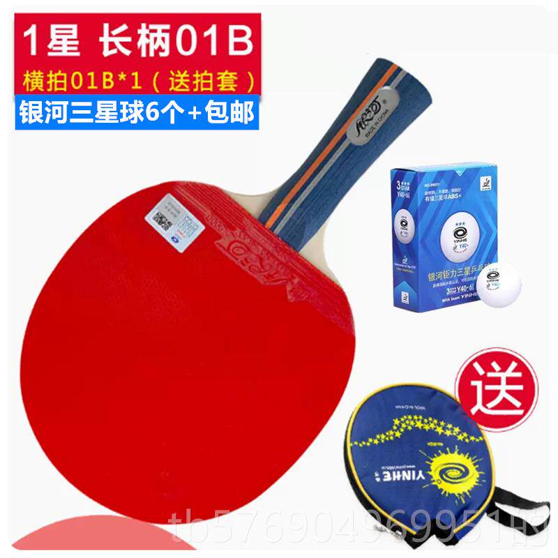 新款包邮银河D成品双面反B胶乒乓拍球拍练习业底板专送拍包+球+护