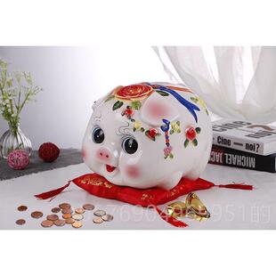 新款陶储钱罐大猪币硬币省钱填充家创意生超日硬瓷礼物打开家