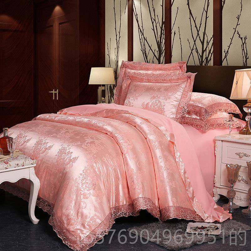 新款8欧式天丝莫件代尔蕾贡缎提花四件丝套纯色床单1.米1.5m床笠