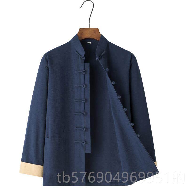 新款30大0斤胖子衣加肥宽松特码长唐装袖男中国风服中年爸爸汉服