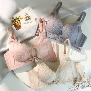蕾丝内衣女无钢圈薄款小胸聚拢调整型收副乳防下垂不空杯上托文胸
