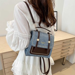 高级感小型牛仔一包三用双肩包女2024新款时尚斜挎短途旅行小背包